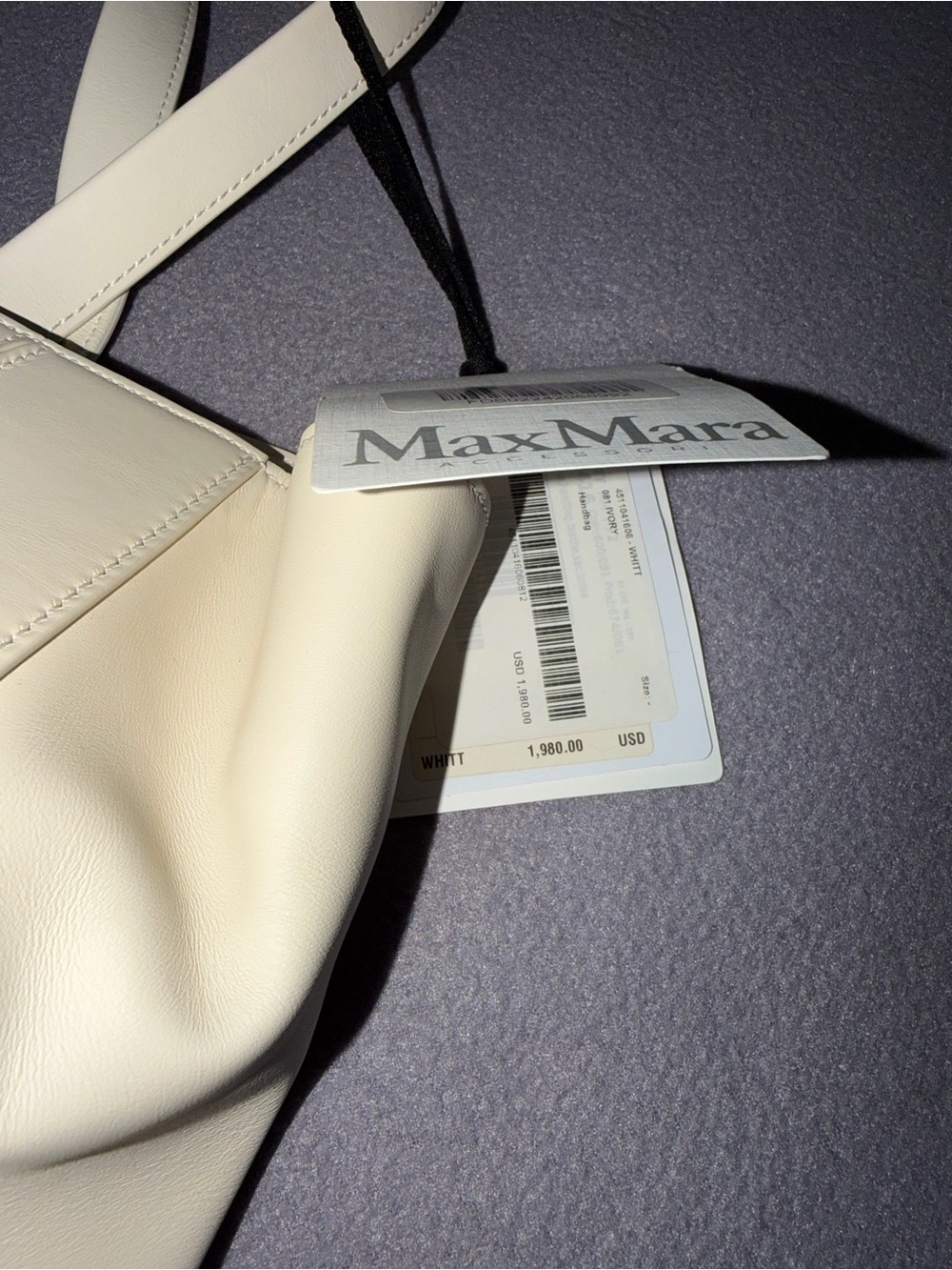 MaxMara Cream Vertical-Panel Leather Tote - Picture 4 of 4